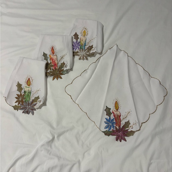 Hand Made Candle Design Table Linens - Picture 1 of 3